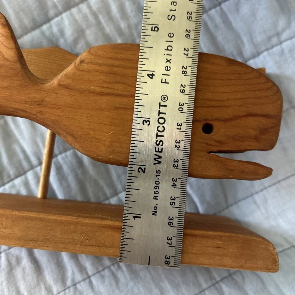 Vintage Handmade Wooden Napkin Holder Whale Signed by Maker